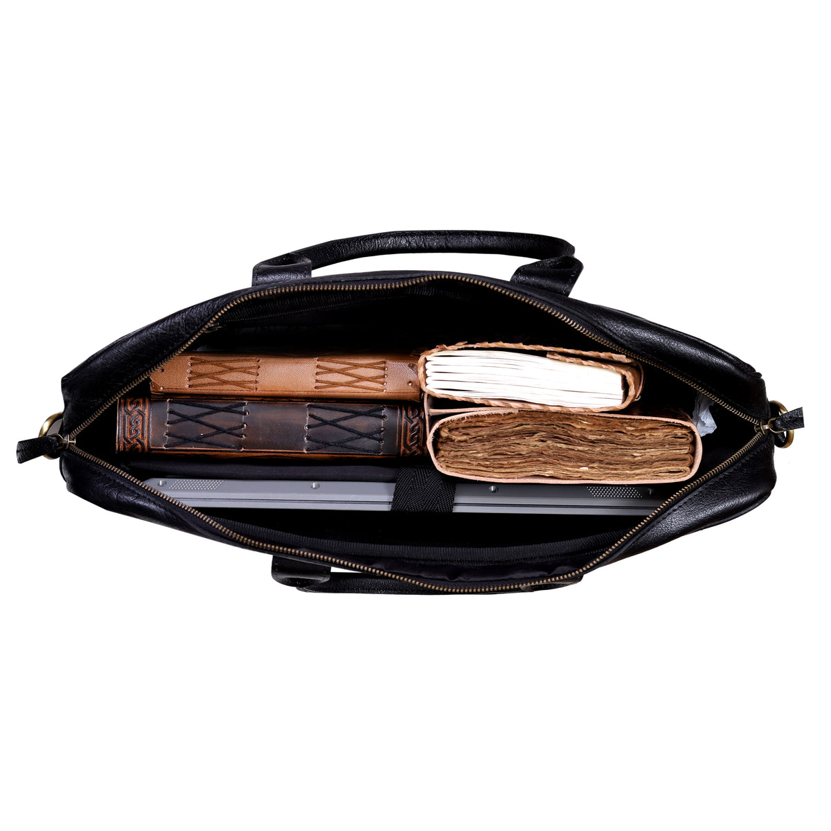 Genuine Leather Travel And Work Combo Set - Black - denverleathercraft