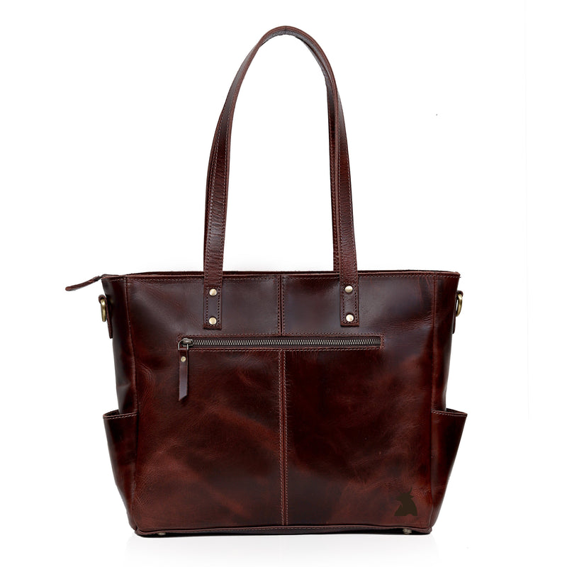 MARILYN BUFFALO LEATHER LAPTOP TOTE BAG - denverleathercraft
