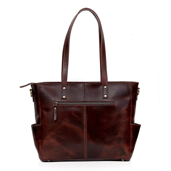 MARILYN BUFFALO LEATHER LAPTOP TOTE BAG