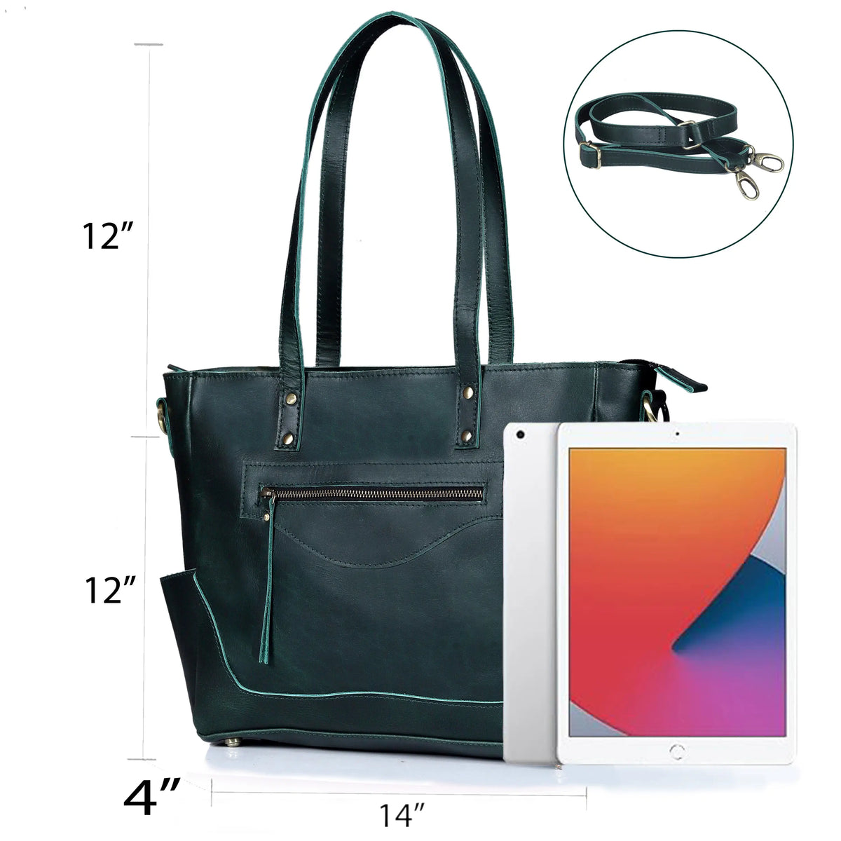 MARILYN BUFFALO LEATHER LAPTOP TOTE BAG - denverleathercraft