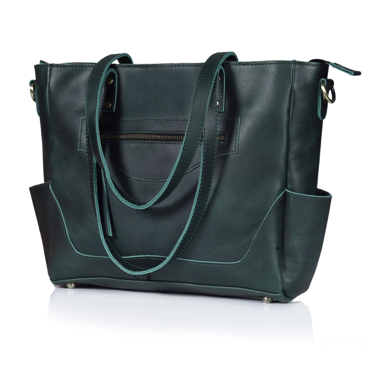 MARILYN BUFFALO LEATHER LAPTOP TOTE BAG - denverleathercraft