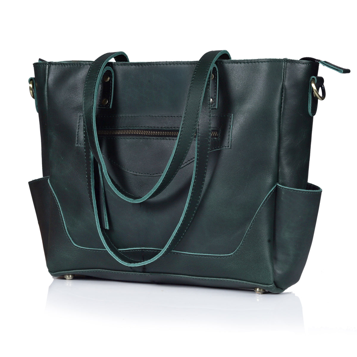 MARILYN BUFFALO LEATHER LAPTOP TOTE BAG - denverleathercraft