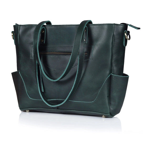 MARILYN BUFFALO LEATHER LAPTOP TOTE BAG