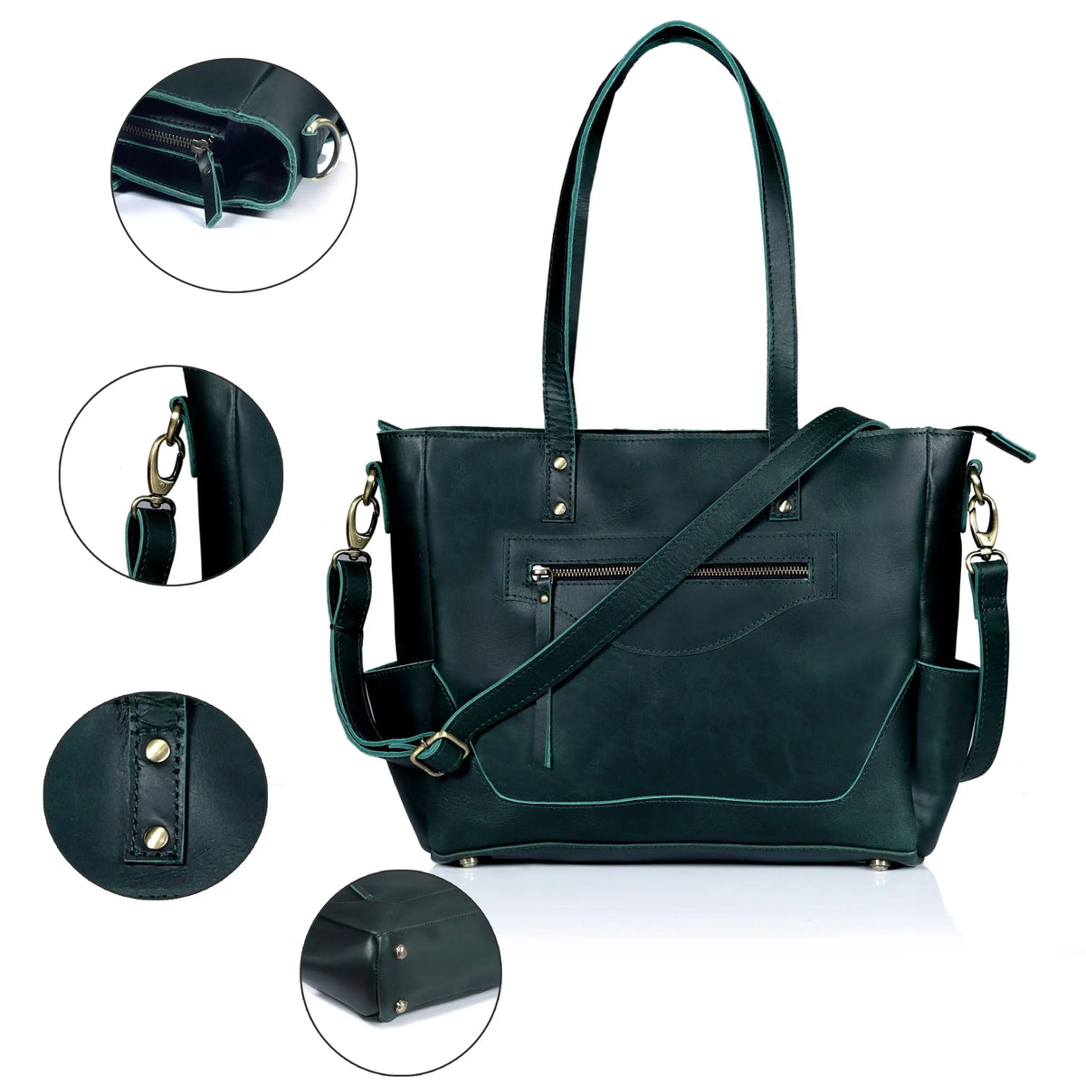 MARILYN BUFFALO LEATHER LAPTOP TOTE BAG - denverleathercraft