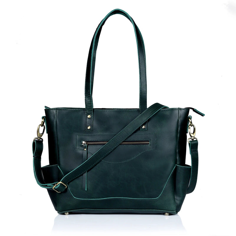 MARILYN BUFFALO LEATHER LAPTOP TOTE BAG - denverleathercraft