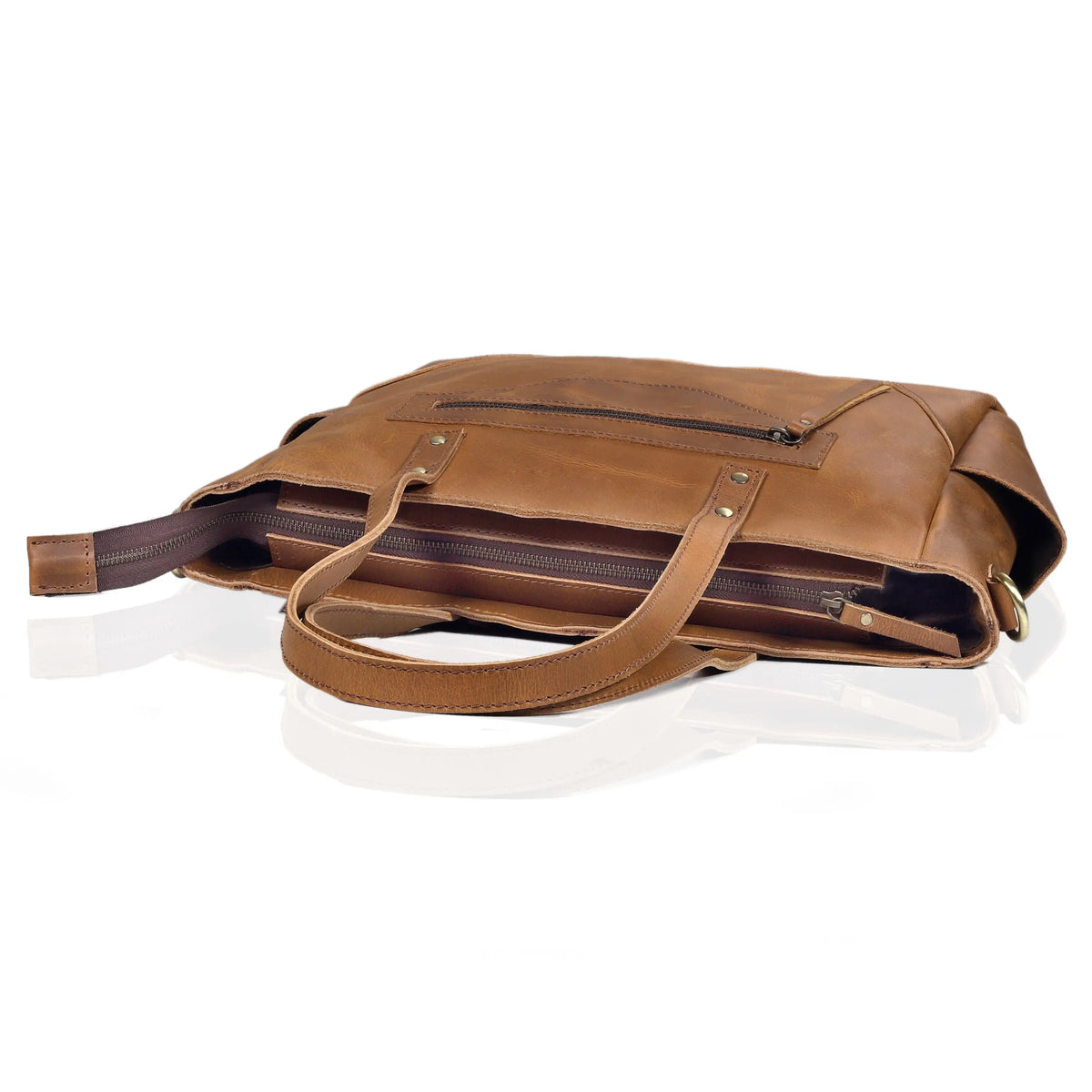 MARILYN BUFFALO LEATHER LAPTOP TOTE BAG - denverleathercraft