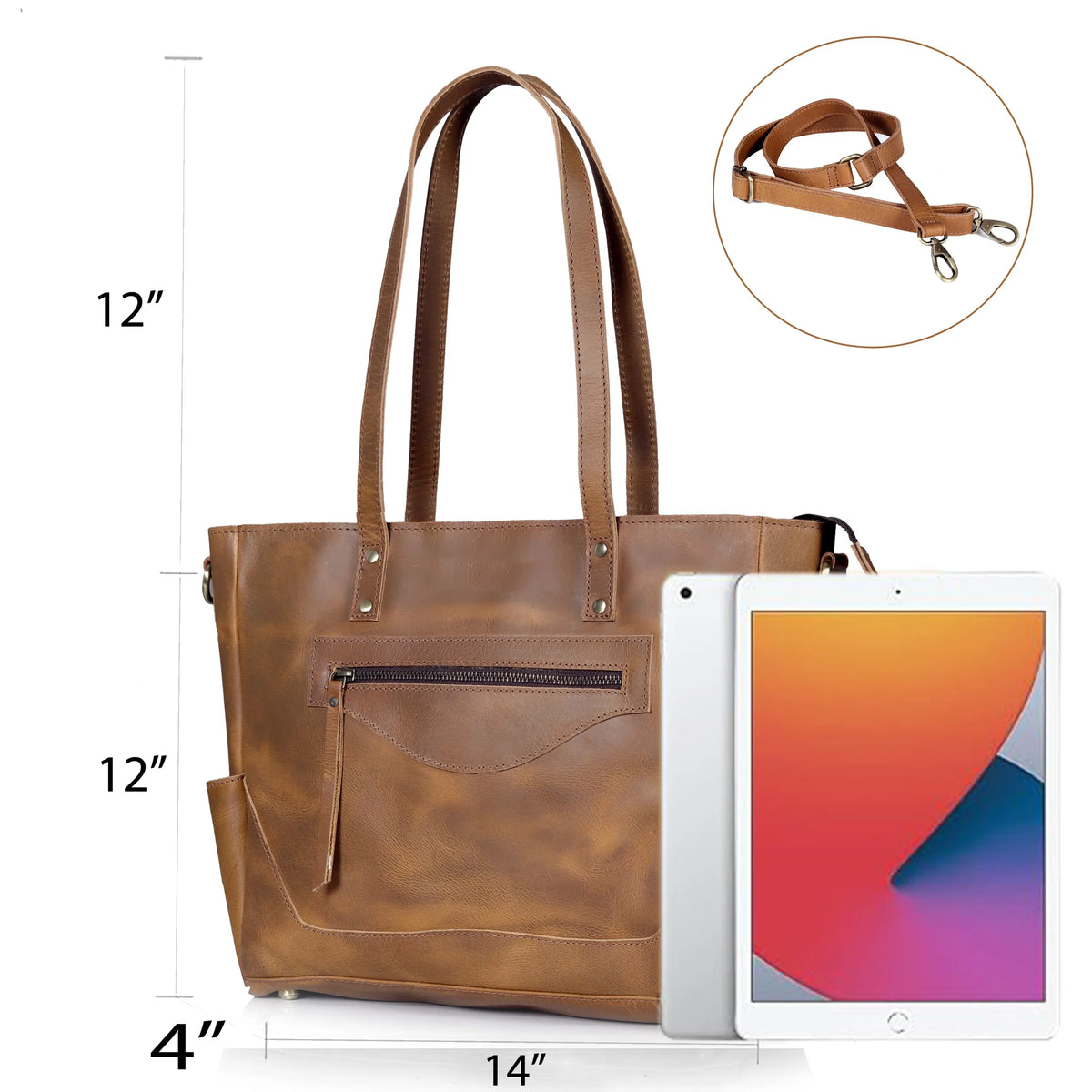 MARILYN BUFFALO LEATHER LAPTOP TOTE BAG - denverleathercraft
