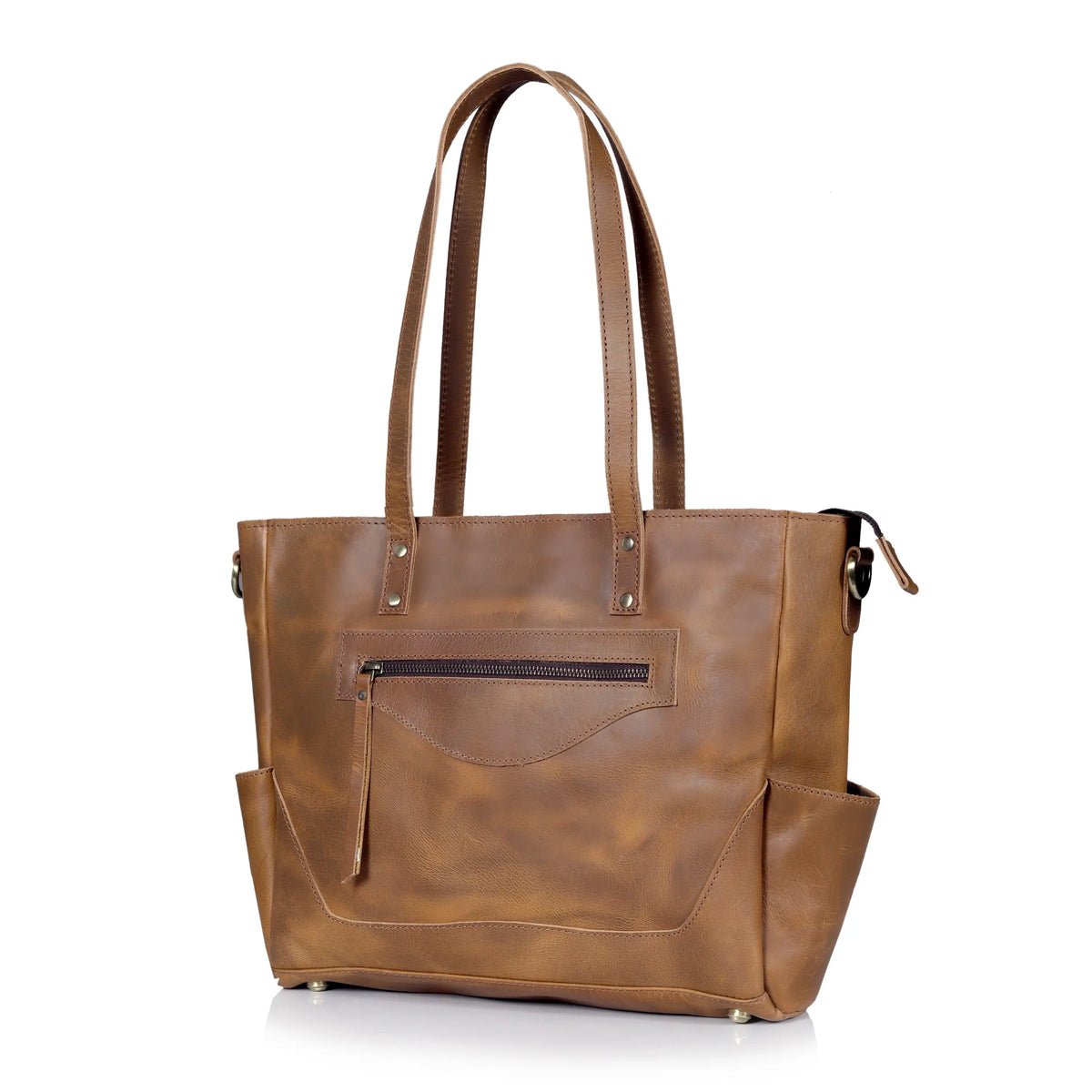 MARILYN BUFFALO LEATHER LAPTOP TOTE BAG - denverleathercraft