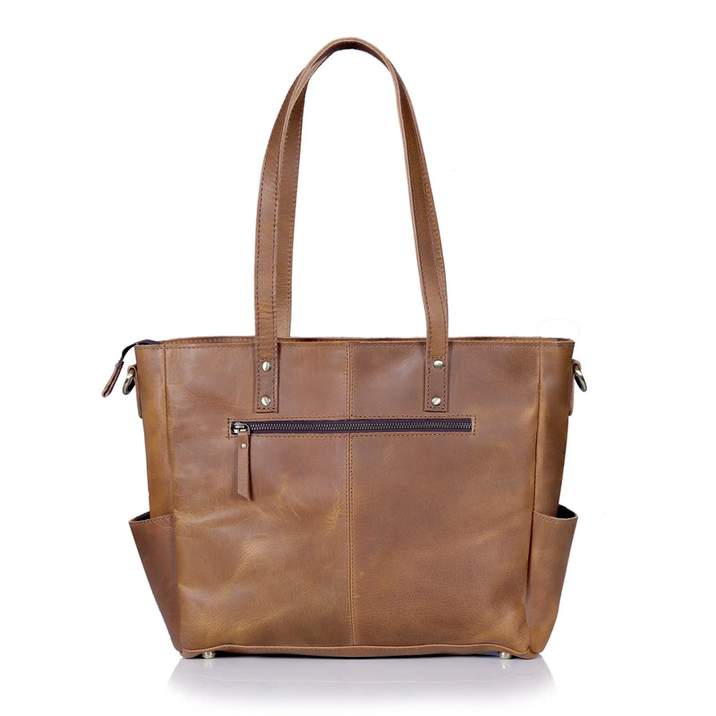 MARILYN BUFFALO LEATHER LAPTOP TOTE BAG - denverleathercraft