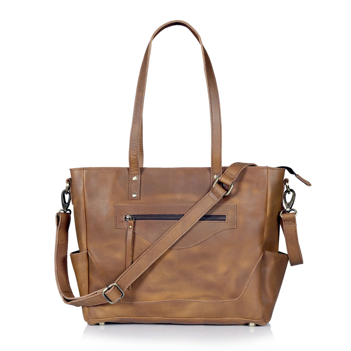 MARILYN BUFFALO LEATHER LAPTOP TOTE BAG - denverleathercraft