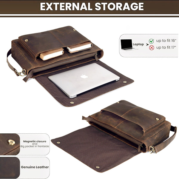 JAVIS UNISEX LEATHER MESSENGER BAG