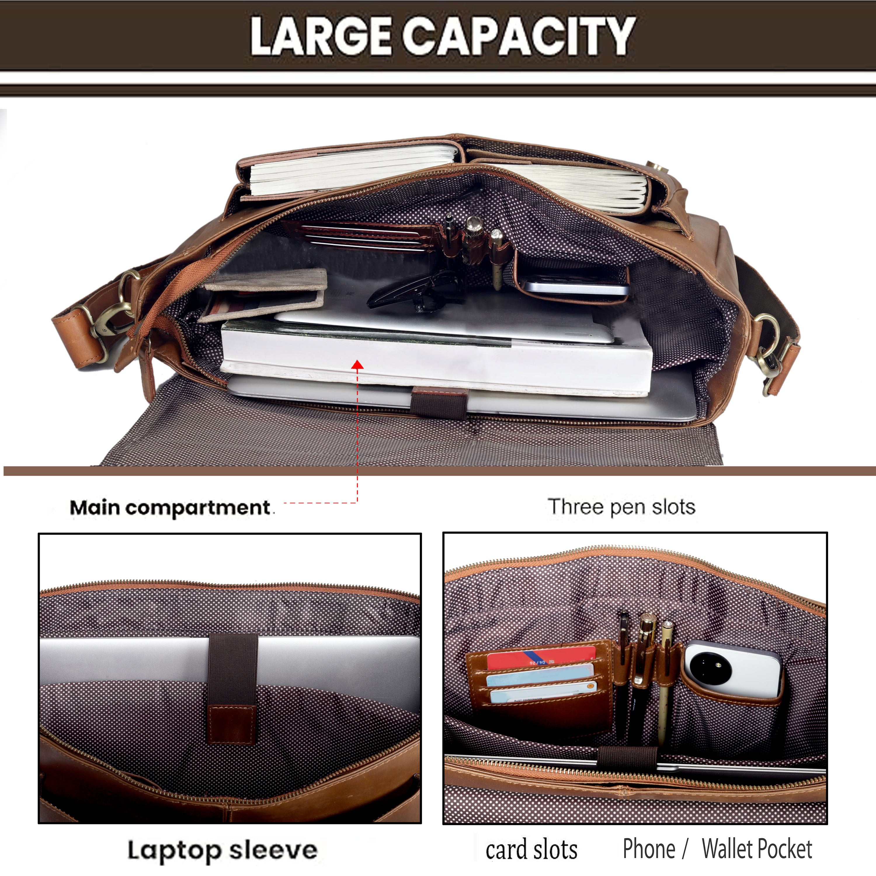 Javis Unisex Leather Messenger Bag Tan | Denver Leather Craft
