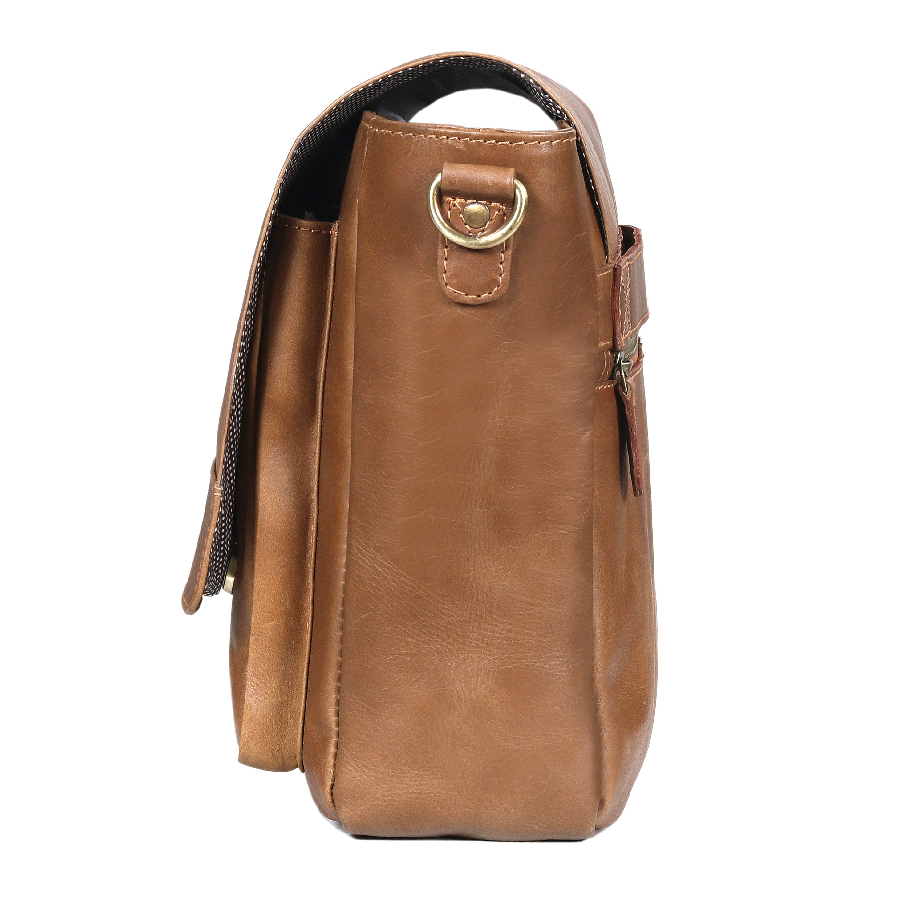 Javis Unisex Leather Messenger Bag Tan | Denver Leather Craft
