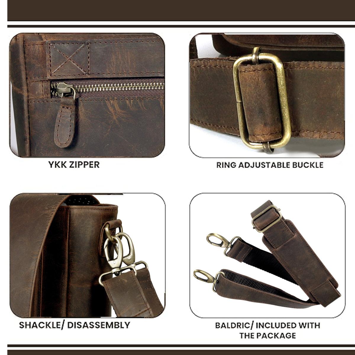 JAVIS UNISEX LEATHER MESSENGER BAG - denverleathercraft