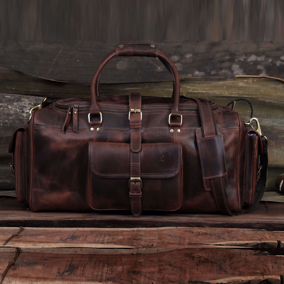 Lincoln Buffalo Leather Duffle Bag - denverleathercraft