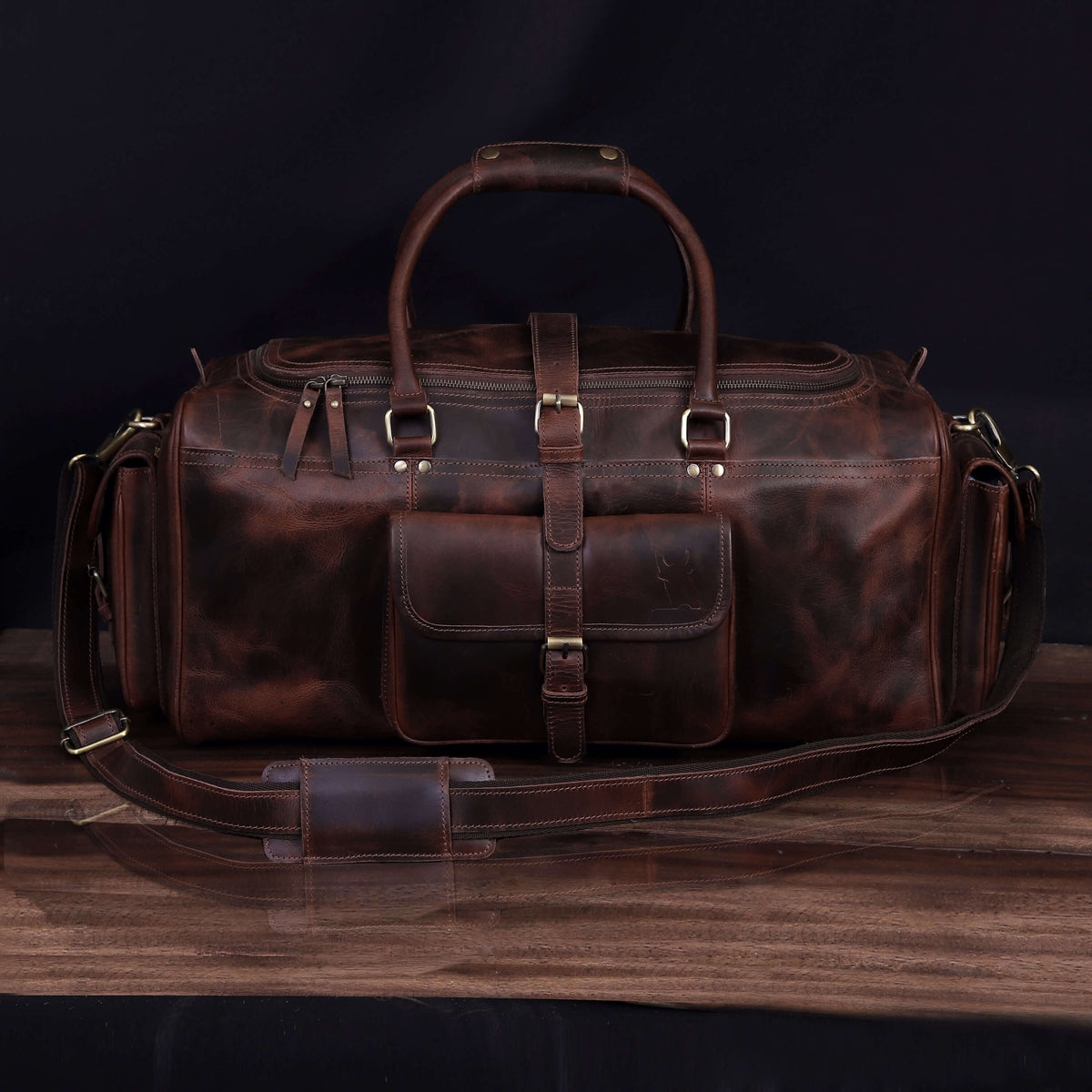 Lincoln Buffalo Leather Duffle Bag - denverleathercraft