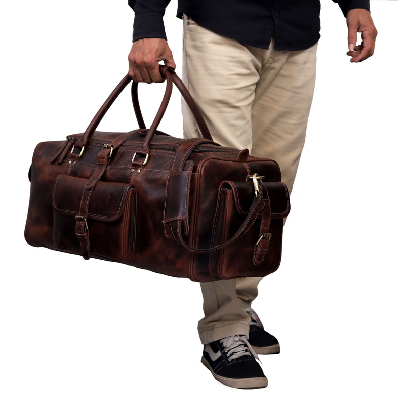 Lincoln Buffalo Leather Duffle Bag - denverleathercraft