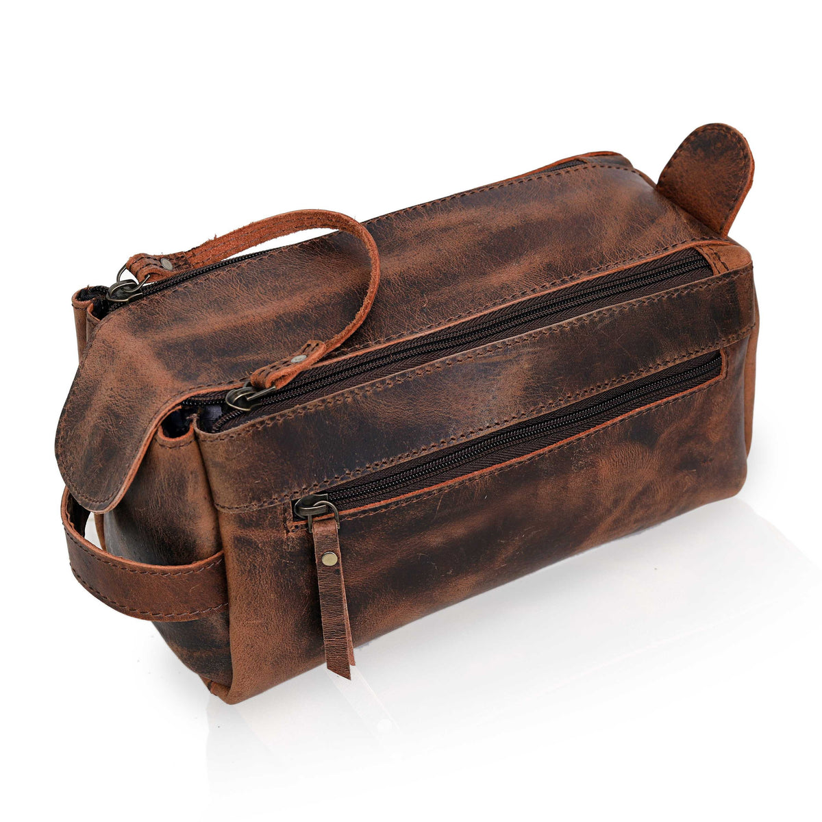 DAVID LEATHER TOILETRY DOPP KIT BAG