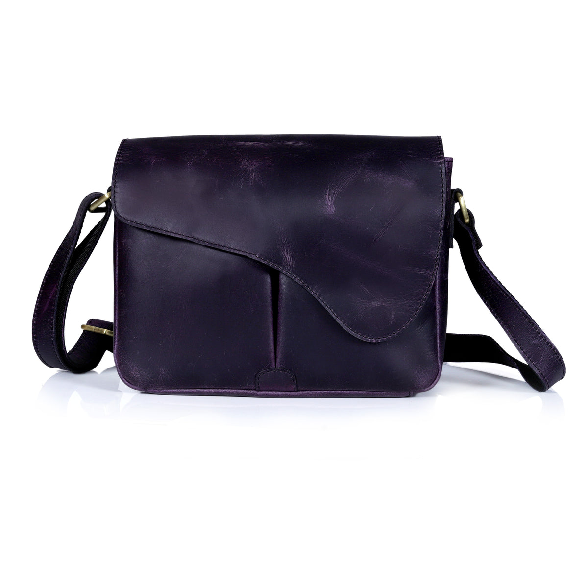 Gracy Full Grain Leather Crossbody Bag - Purple