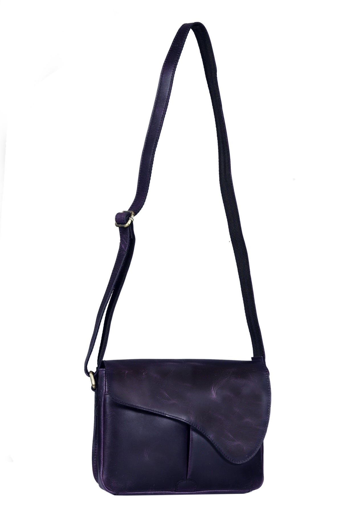 Gracy Full Grain Leather Crossbody Bag - Purple