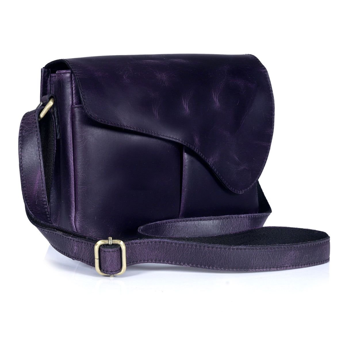 Gracy Full Grain Leather Crossbody Bag - Purple