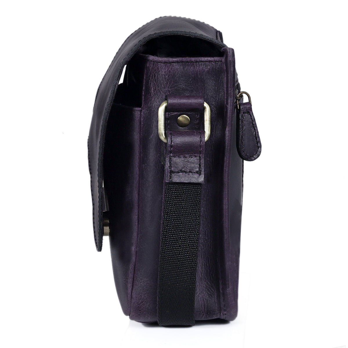 Gracy Full Grain Leather Crossbody Bag - Purple