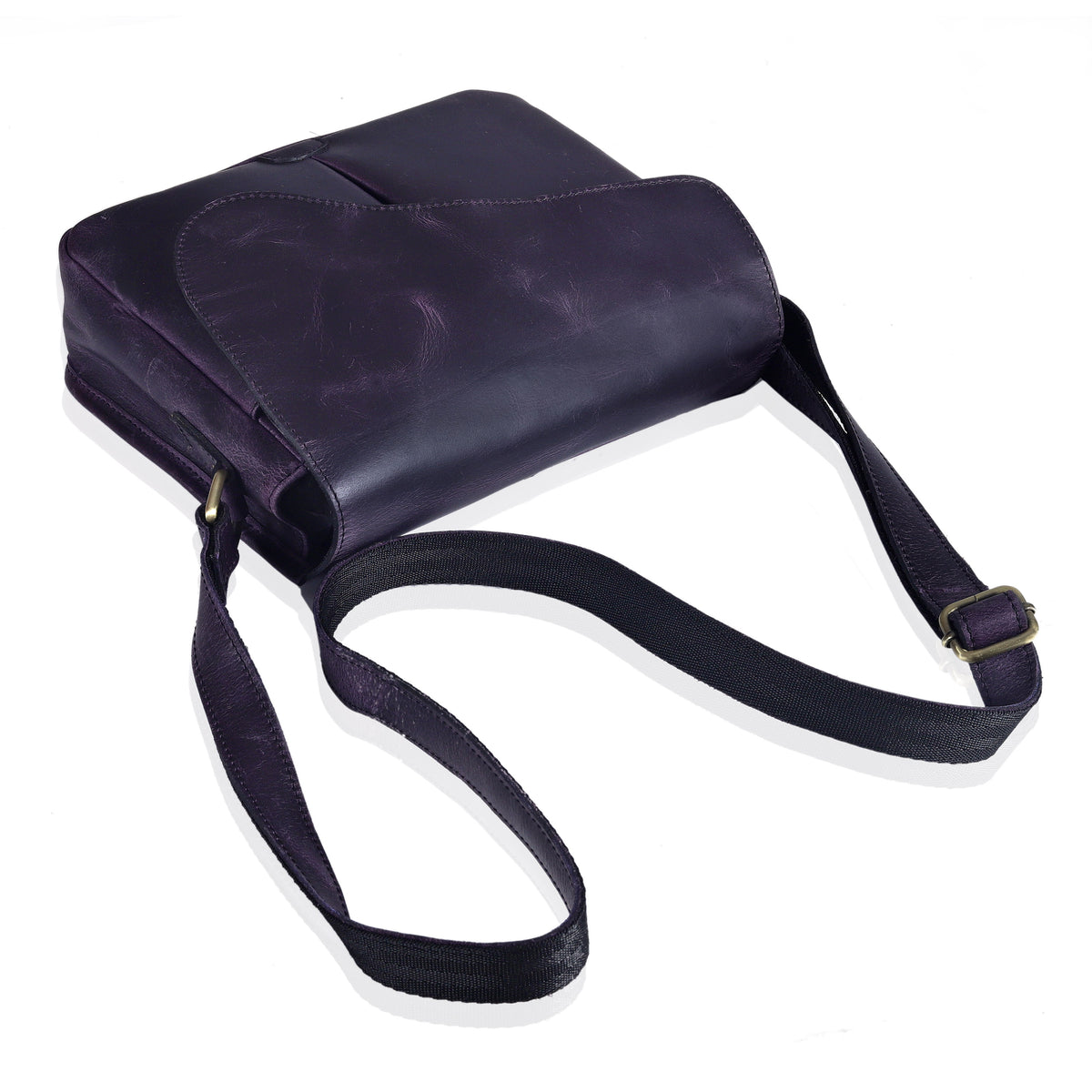 Gracy Full Grain Leather Crossbody Bag - Purple
