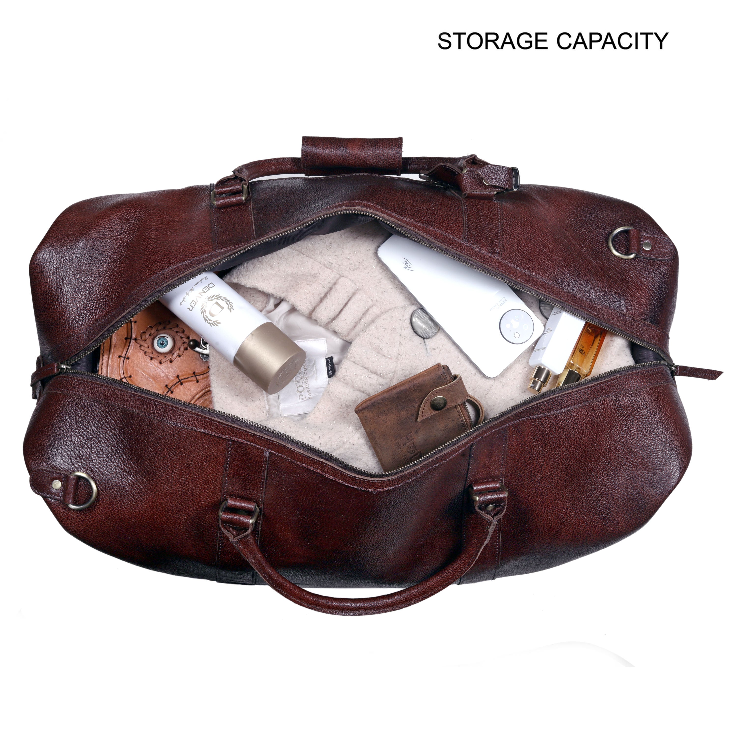 Dutch Large Tan Leather Duffel Bag for Men | Top-Grain Travel Bag