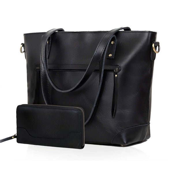 Marilyn Buffalo Leather Tote + Wallet