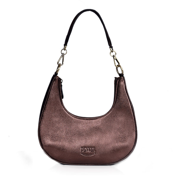 HALF MOON LEATHER PURSE - CHOCO BROWN