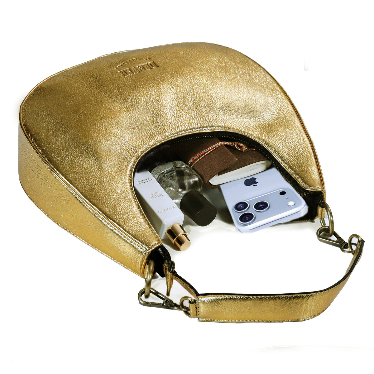 HALF MOON LEATHER PURSE - RICH GOLDEN - denverleathercraft