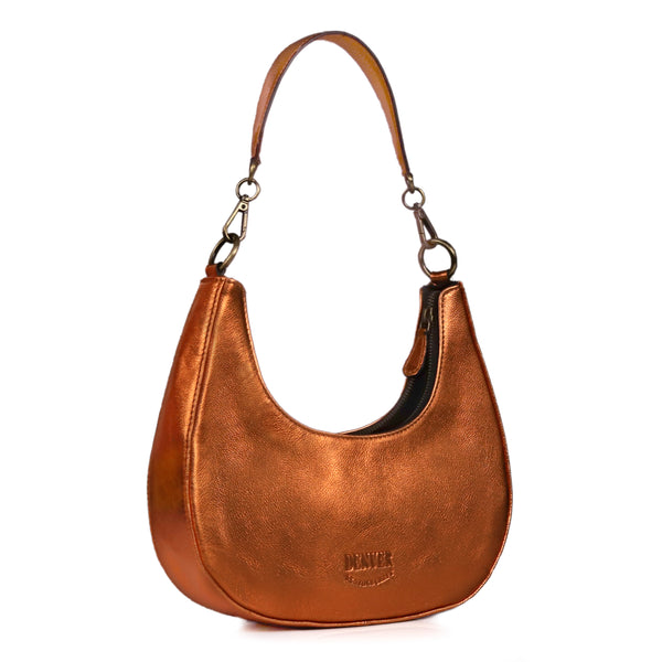 HALF MOON LEATHER PURSE - GINGER