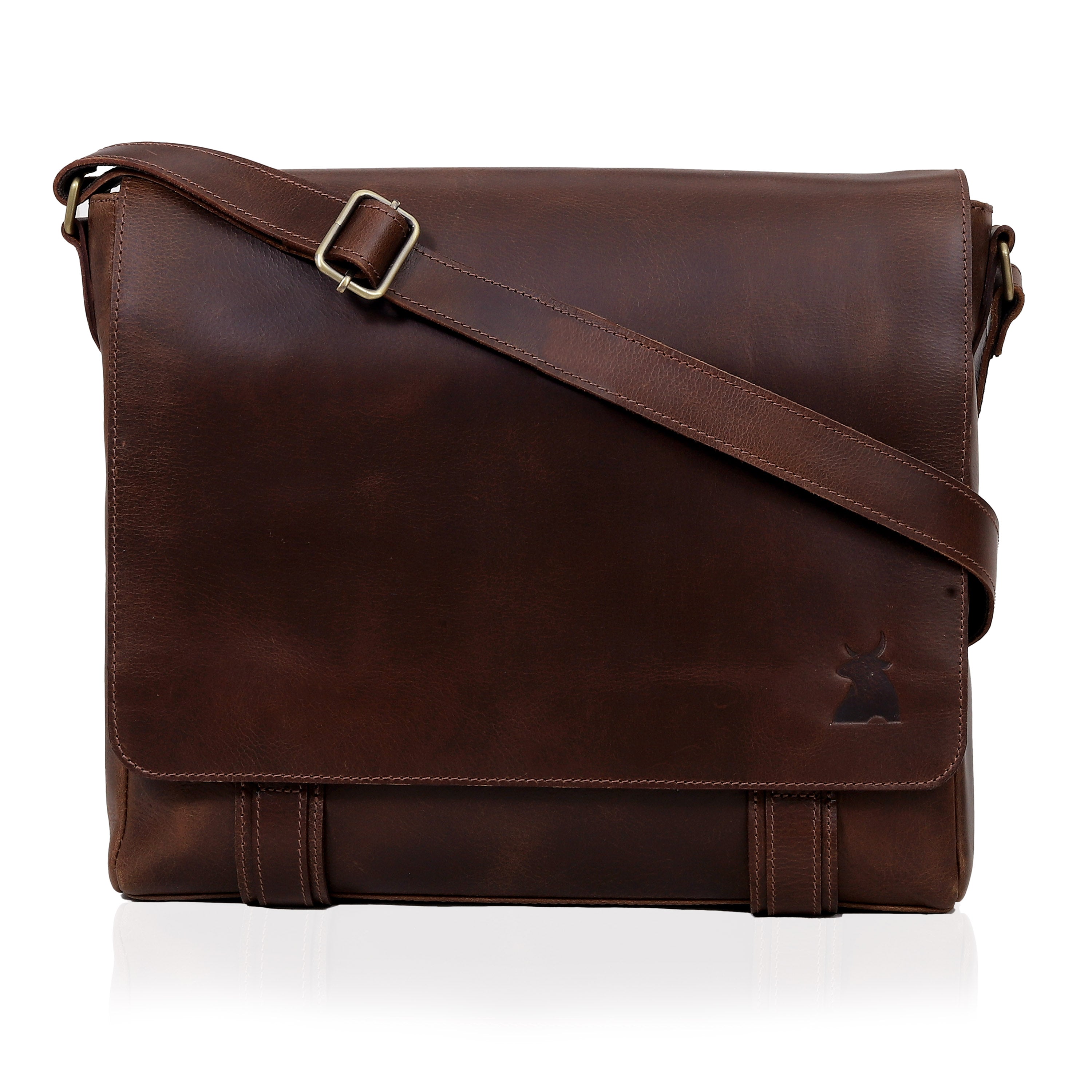 Atlanta Brown Leather Messenger Bag for Men | Denver Leather Craft