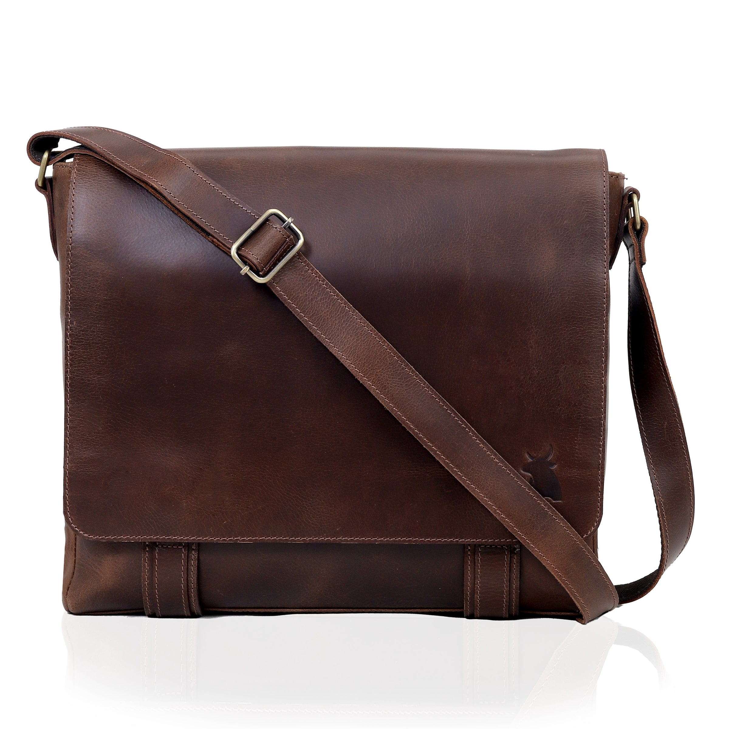 Atlanta Brown Leather Messenger Bag for Men