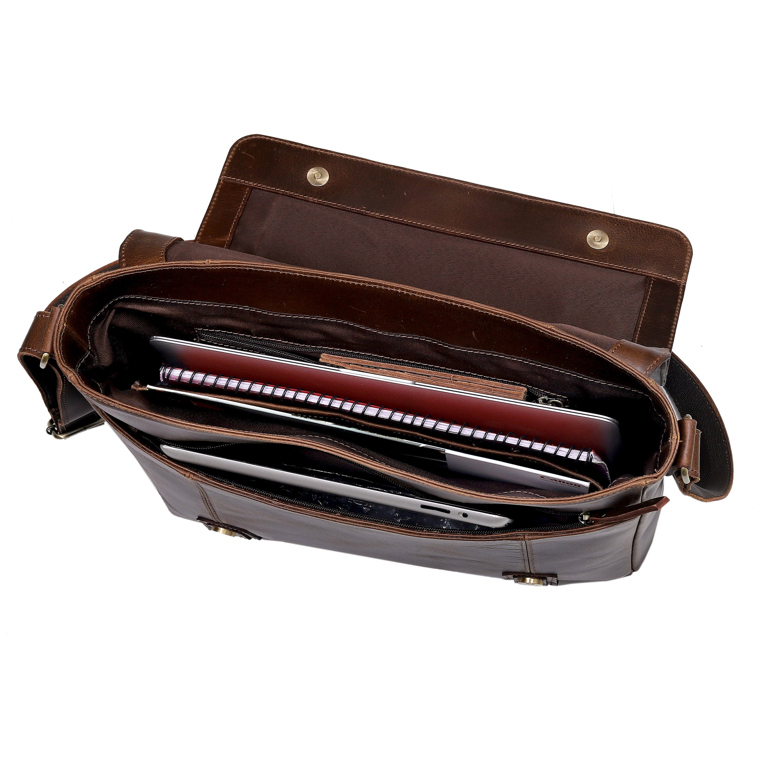 Atlanta Brown Leather Messenger Bag for Men | Denver Leather Craft