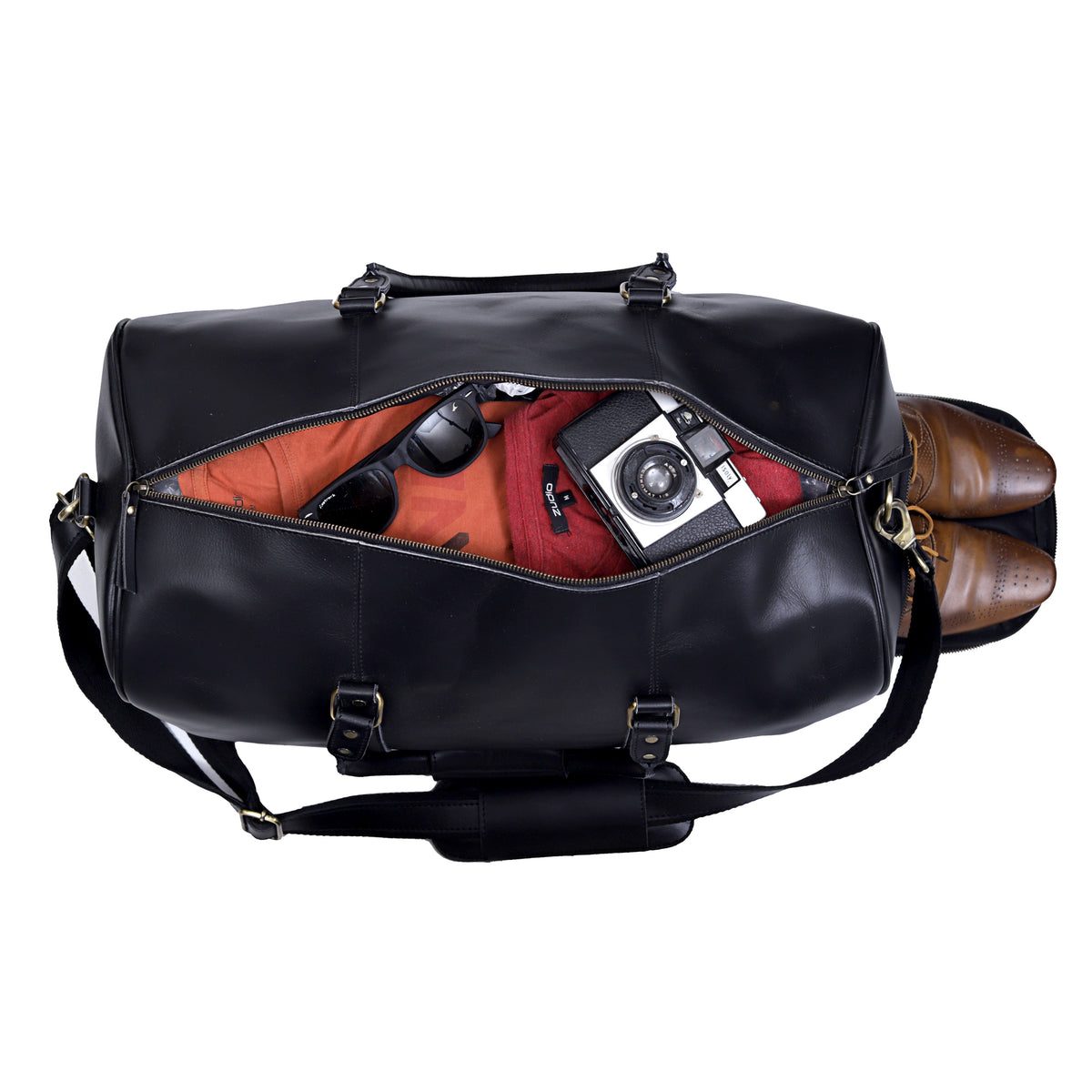 Genuine Leather Travel And Work Combo Set - Black - denverleathercraft