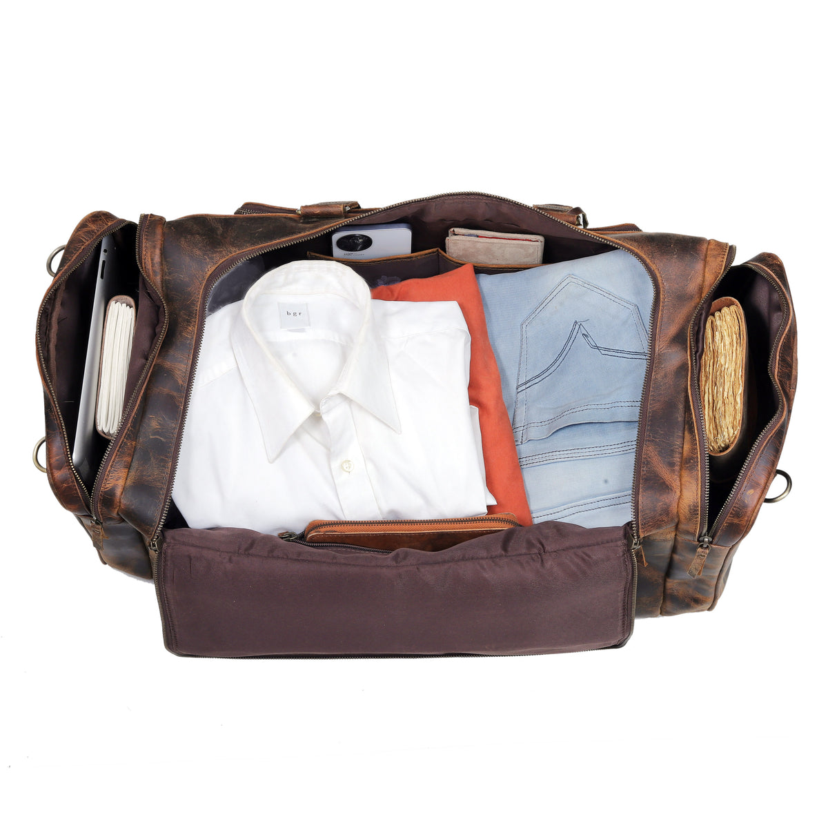 BUFFALO LEATHER DUFFEL WEEKENDER BAG