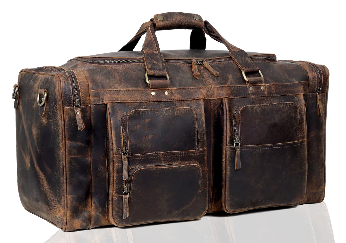 BUFFALO LEATHER DUFFEL WEEKENDER BAG