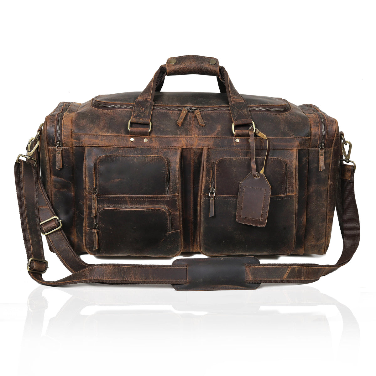 BUFFALO LEATHER DUFFEL WEEKENDER BAG