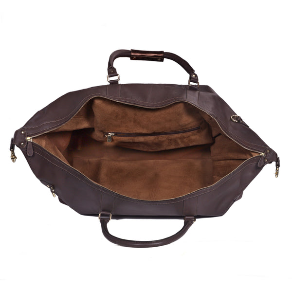 LUXE DUTCH LEATHER UNISEX DUFFEL BAG - CHOCO BROWN