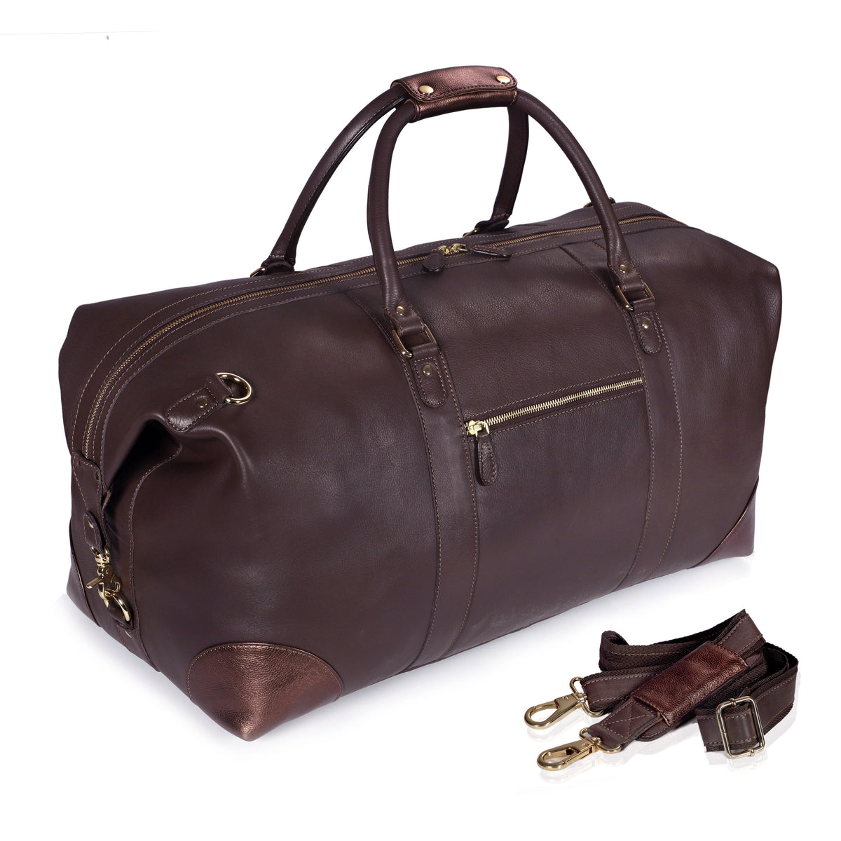 LUXE DUTCH LEATHER UNISEX DUFFEL BAG & TOILETRY BAG COMBO