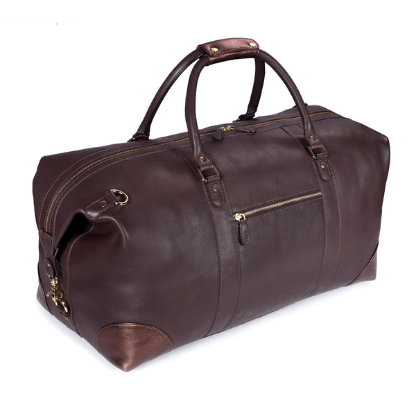 LUXE DUTCH LEATHER UNISEX DUFFEL BAG - CHOCO BROWN