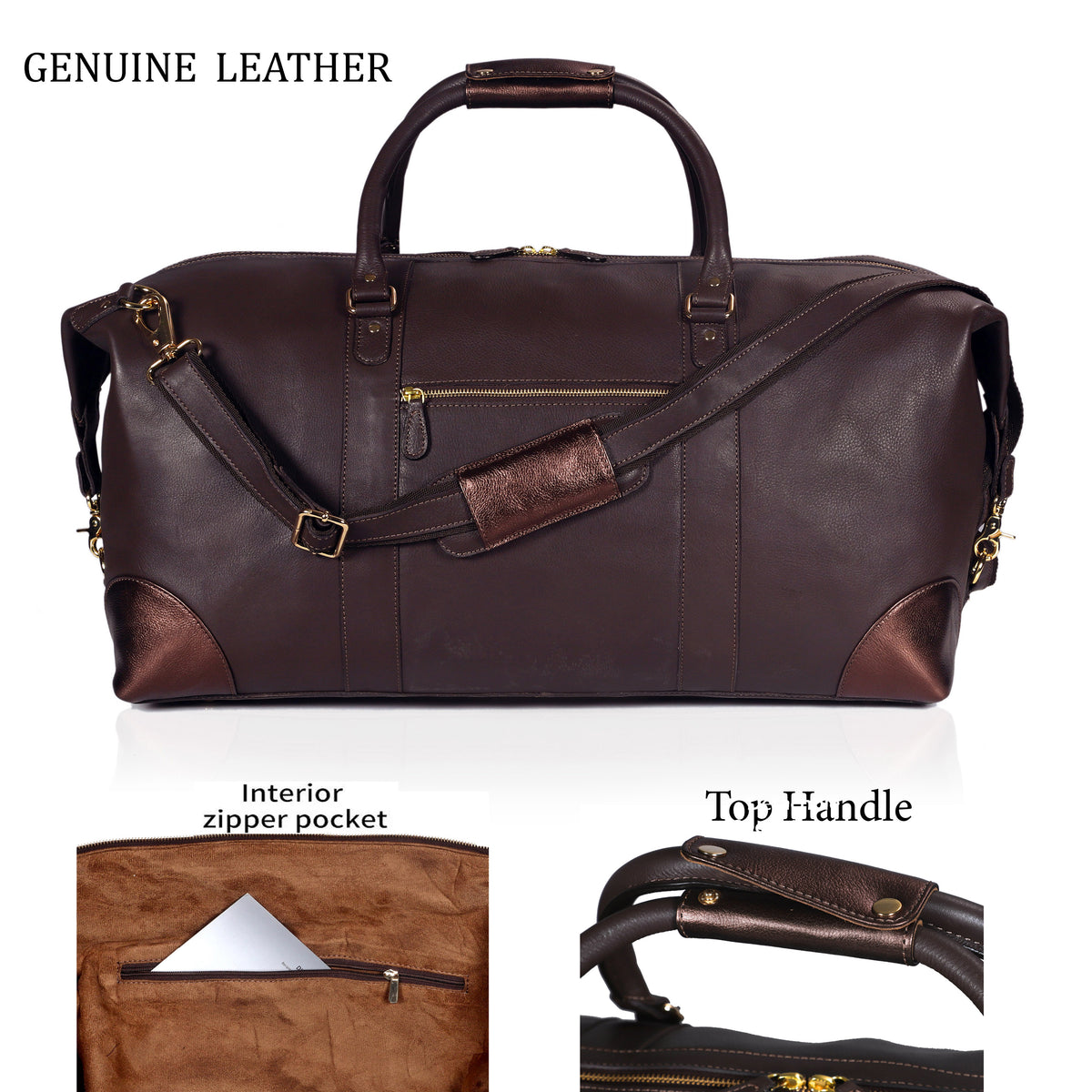 Dutch Leather Unisex Duffel Bag - Choco Brown