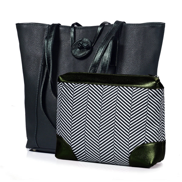 SEINNA LUXE LEATHER TOTE BAG - Forest Green