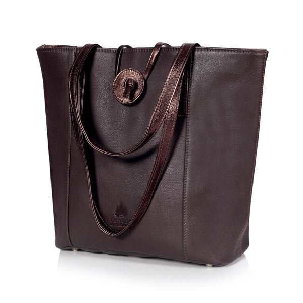 SEINNA LUXE LEATHER TOTE BAG - CHOCO BROWN