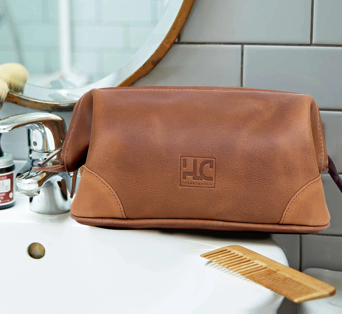 PREMIUM LEATHER TOILETRY DOPP KIT - denverleathercraft