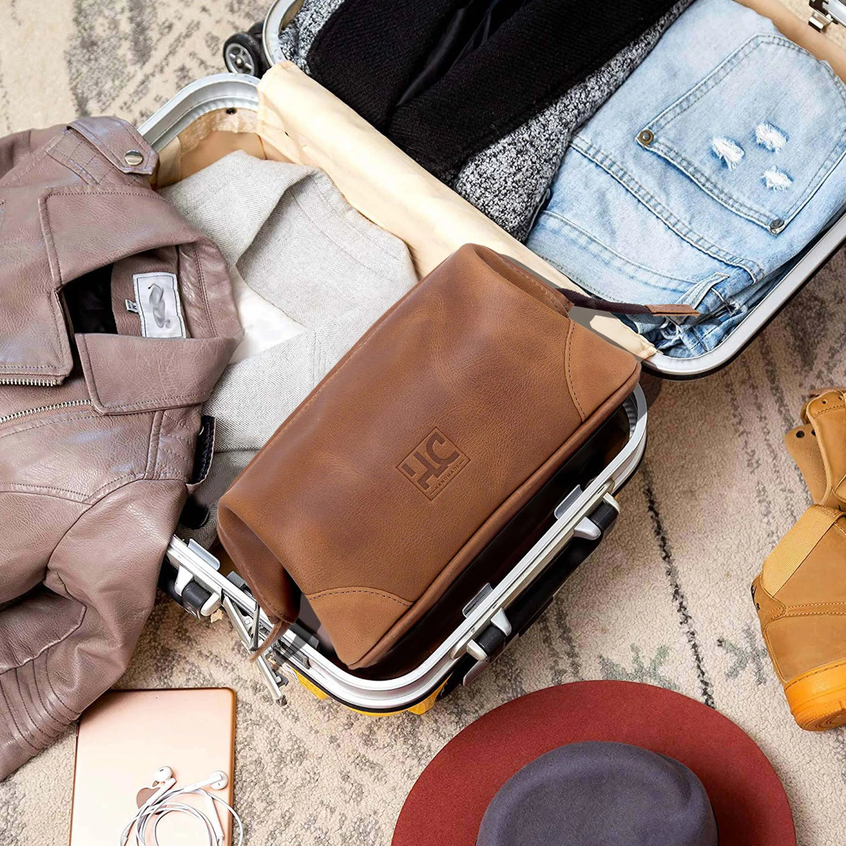 PREMIUM LEATHER TOILETRY DOPP KIT - denverleathercraft