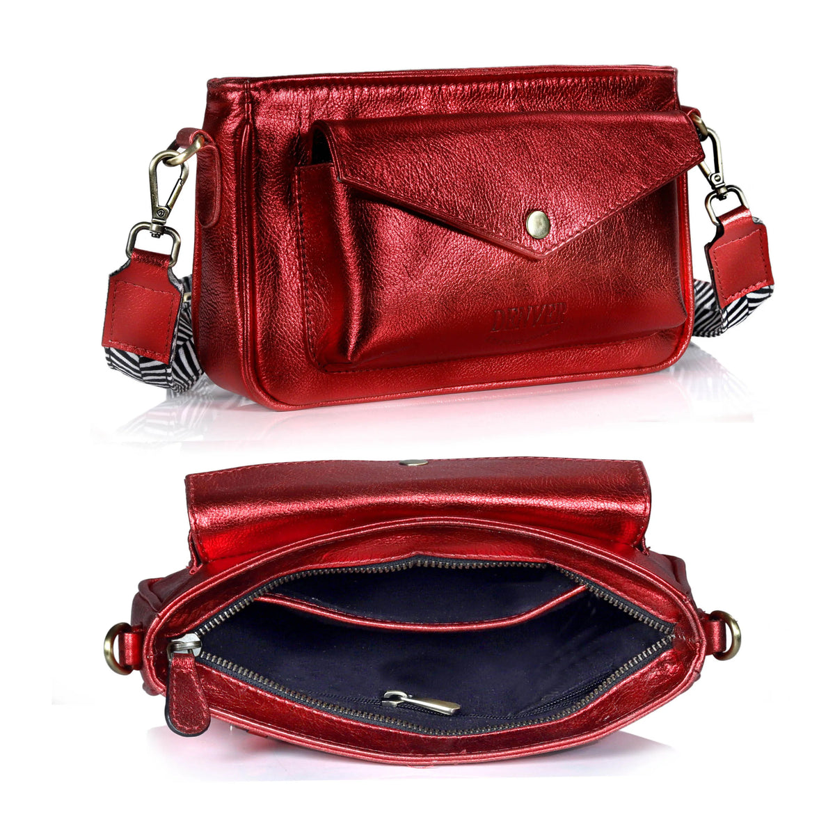 Leather Camera Bag Purse For Women - CARMINE RED