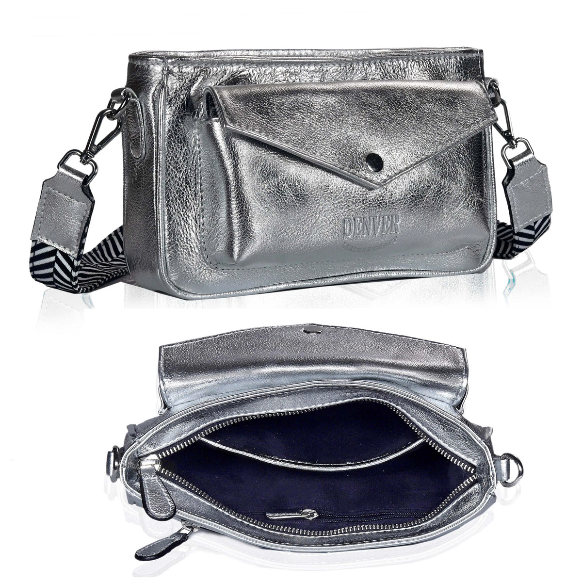 Leather Camera Bag Purse For Women - STEEL SILVER