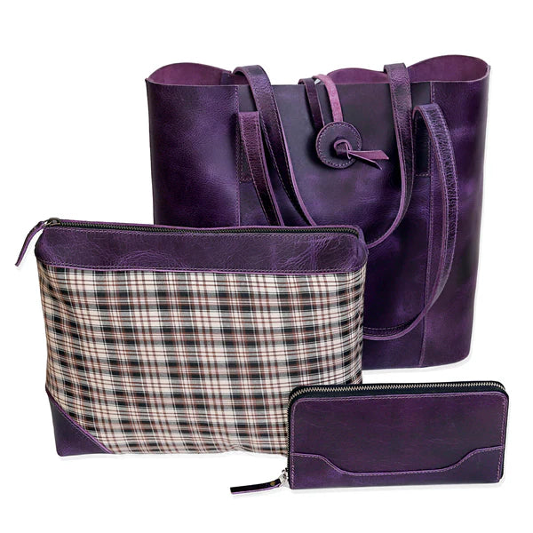 SEINNA LEATHER TOTE BAG - PURPLE